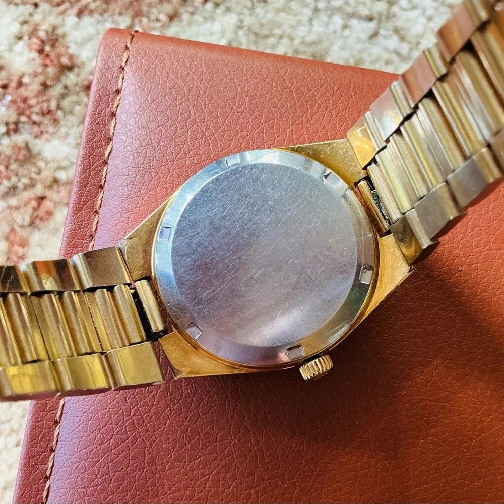 Omega Gold-Tone Men's Automatic Watch with Silver Dial